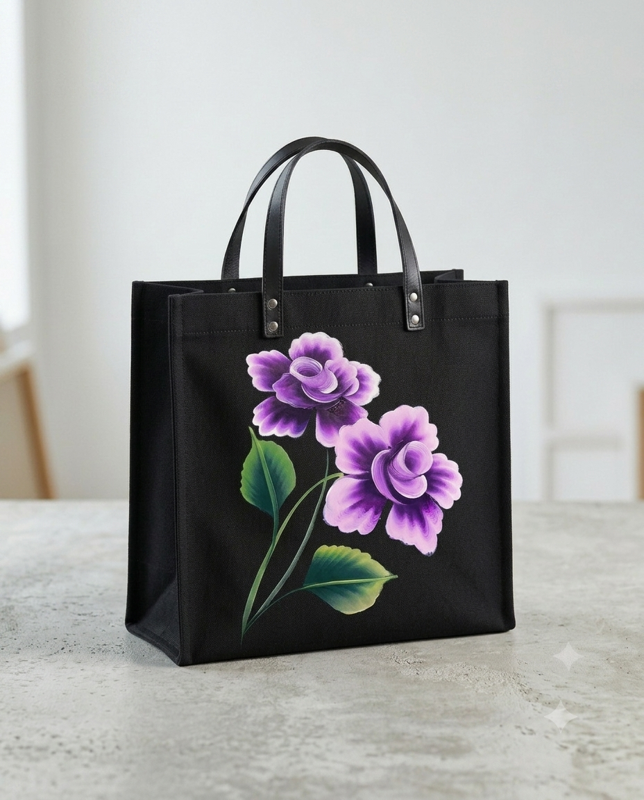 Bolsa de papel decorada con pinceladas